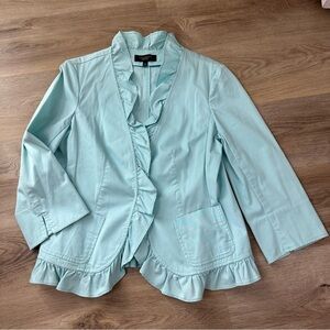 Talbots Baby Blue Ruffle Lightweight Jacket size 10